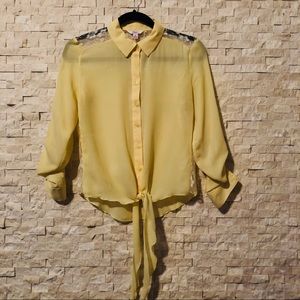 Light yellow and lace blouse